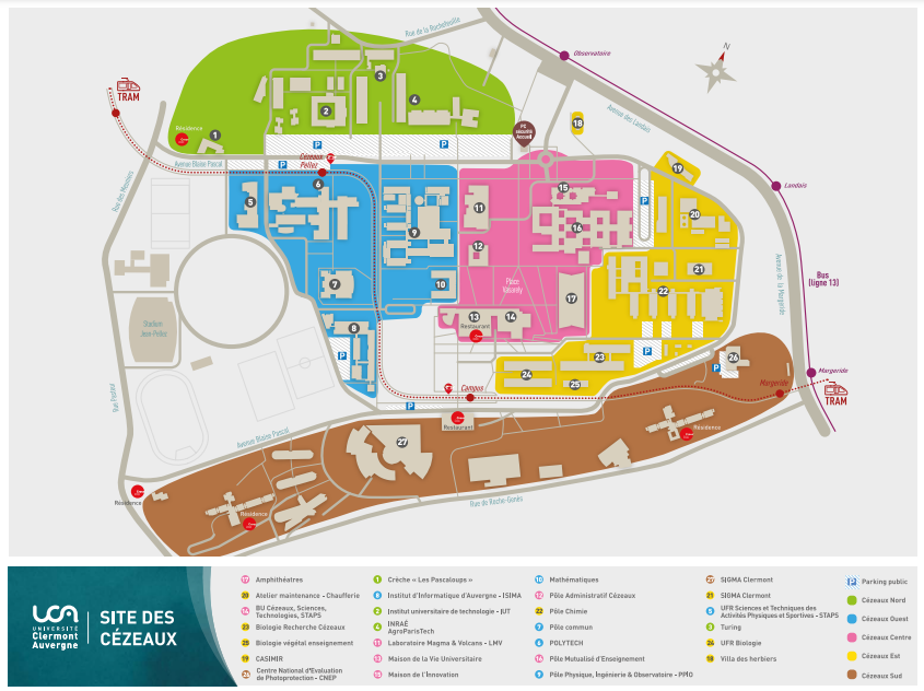 plan du campus des Cézeaux